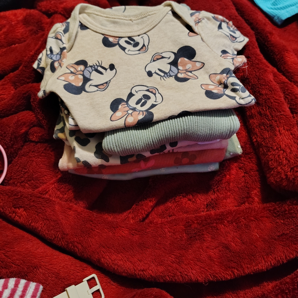 Disney Beige Onesie with Mickey and Minnie Design